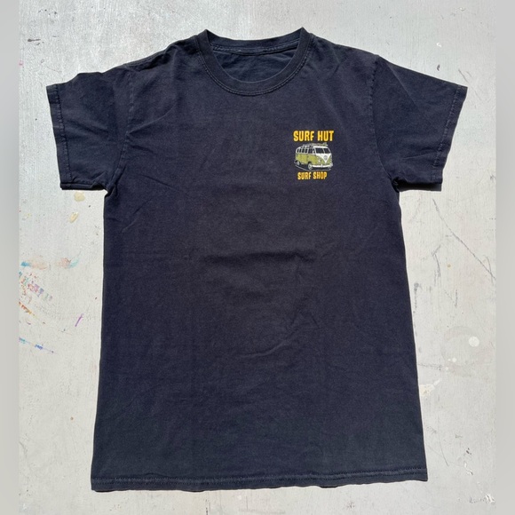 Men's Surf Hut T-Shirt Black Spell-Out NO SIZE Imperial Beach SD Shred Ocean Wax - Picture 2 of 11